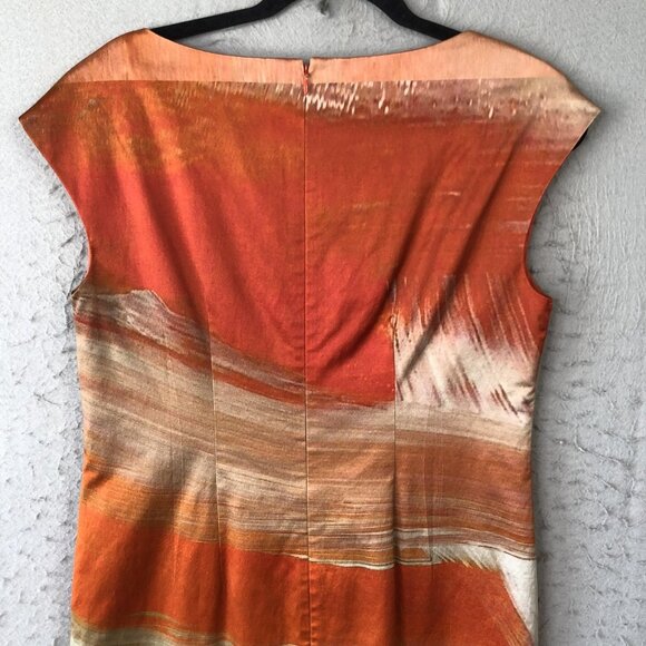 Lafayette 148 Dress Womens 8 Sheath Cap Sleeve Art Print Multicolor Pattern - Picture 9 of 16